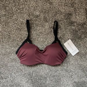 NWT 32D/DD Athleta Palm Bra Cup Bikini Swimsuit Top "Decadent Chocolate"